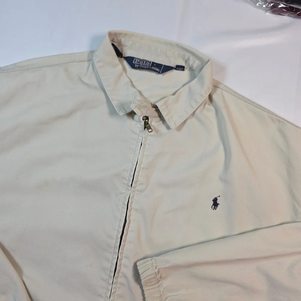 Polo Ralph Lauren Harrington Jacket Tan Beige Cotton Zip Up Mens XL